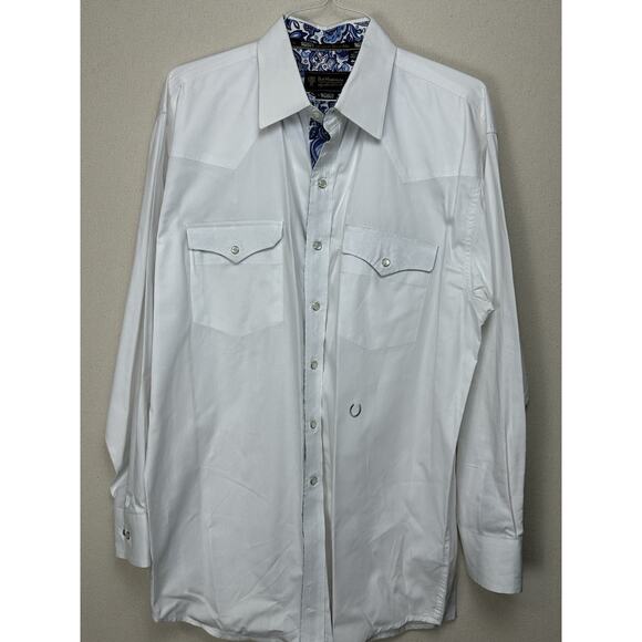 Men’s Western Lg Shirt White Pearl Snaps LS Walls Bob Moorhouse Signature Col. - Picture 1 of 14